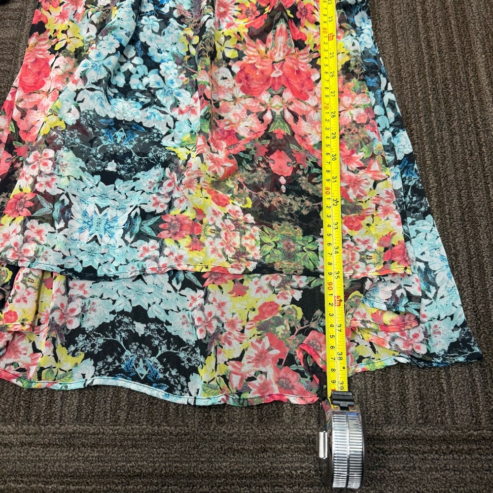 bobeau Floral Midi Dress in Coral, Blue, Yellow Flowy Summer Piece - Picture 3 of 7